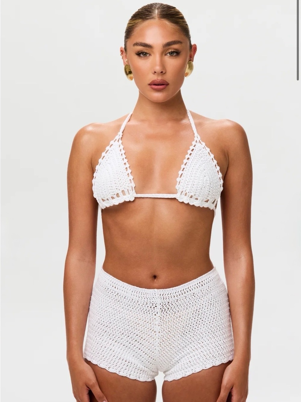 NWT Naked Wardrobe Crochet Cover-Up Shorts in White